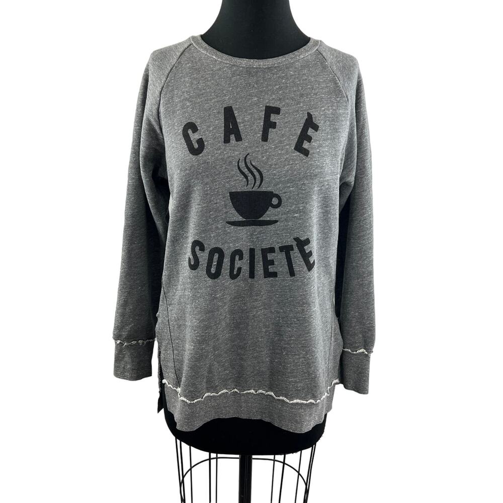 SOL ANGELES Cotton Blend Long Sleeve "Cafe Societe" Pullover Sweatshirt Size M